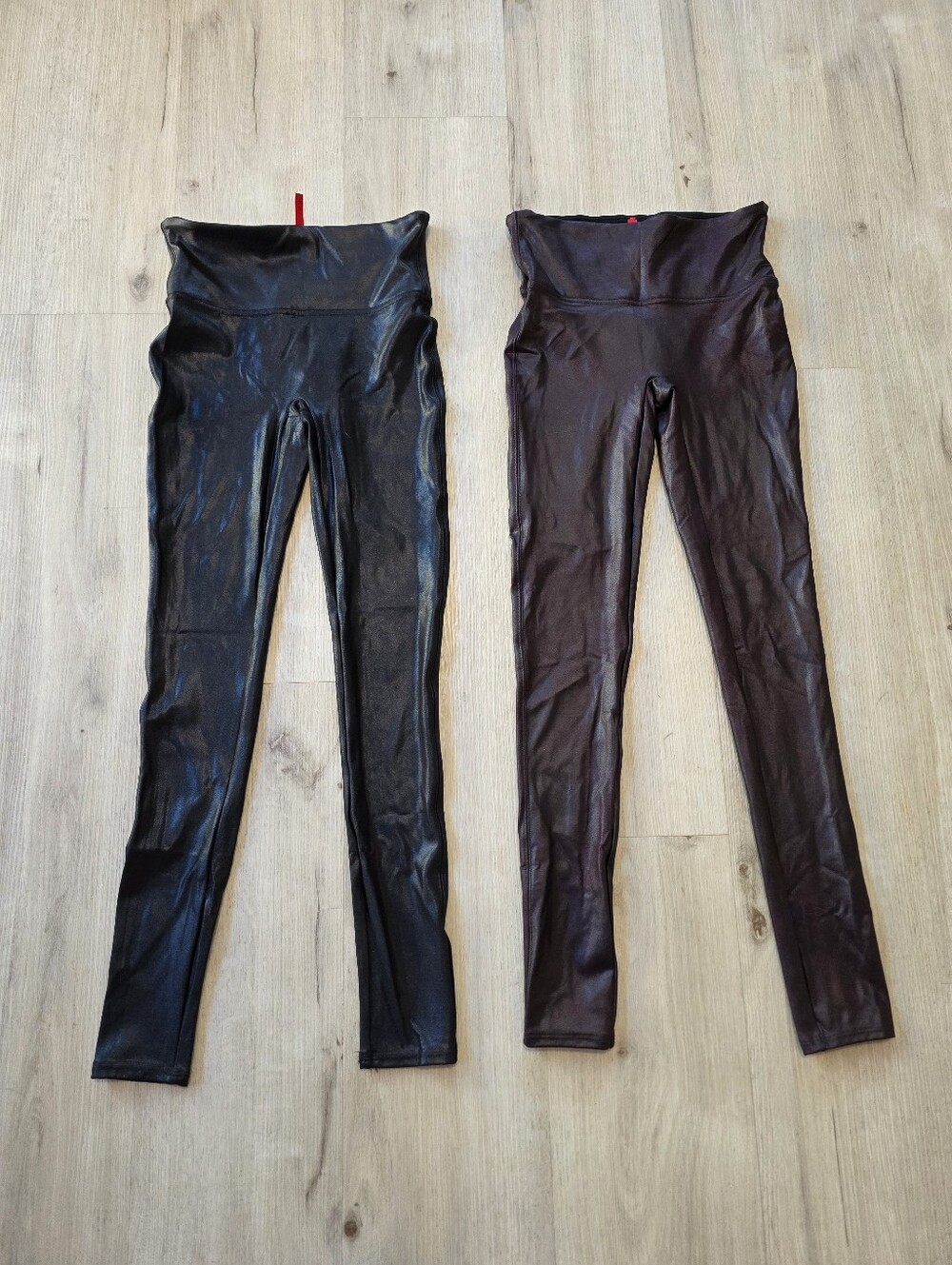 Lot of Two Spanx Women's Faux Leather Leggings Size S/P Black/Brown